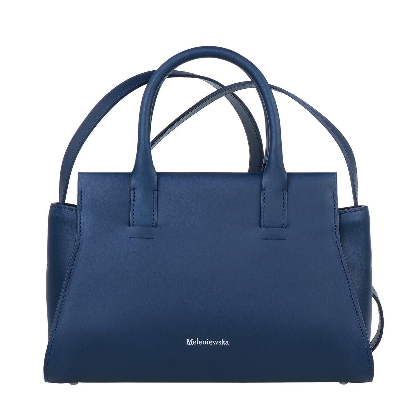 navy blue leather handbag
