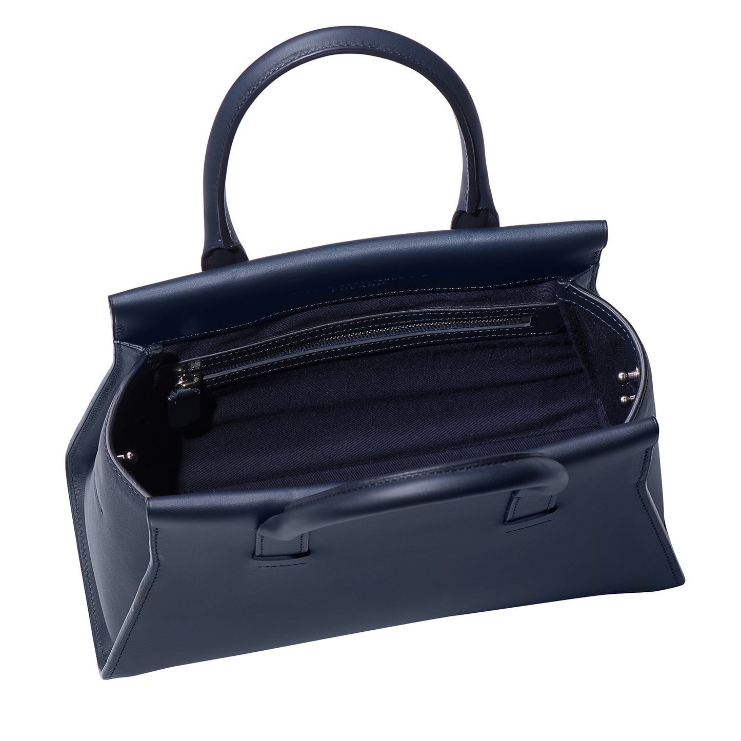 navy blue leather handbag