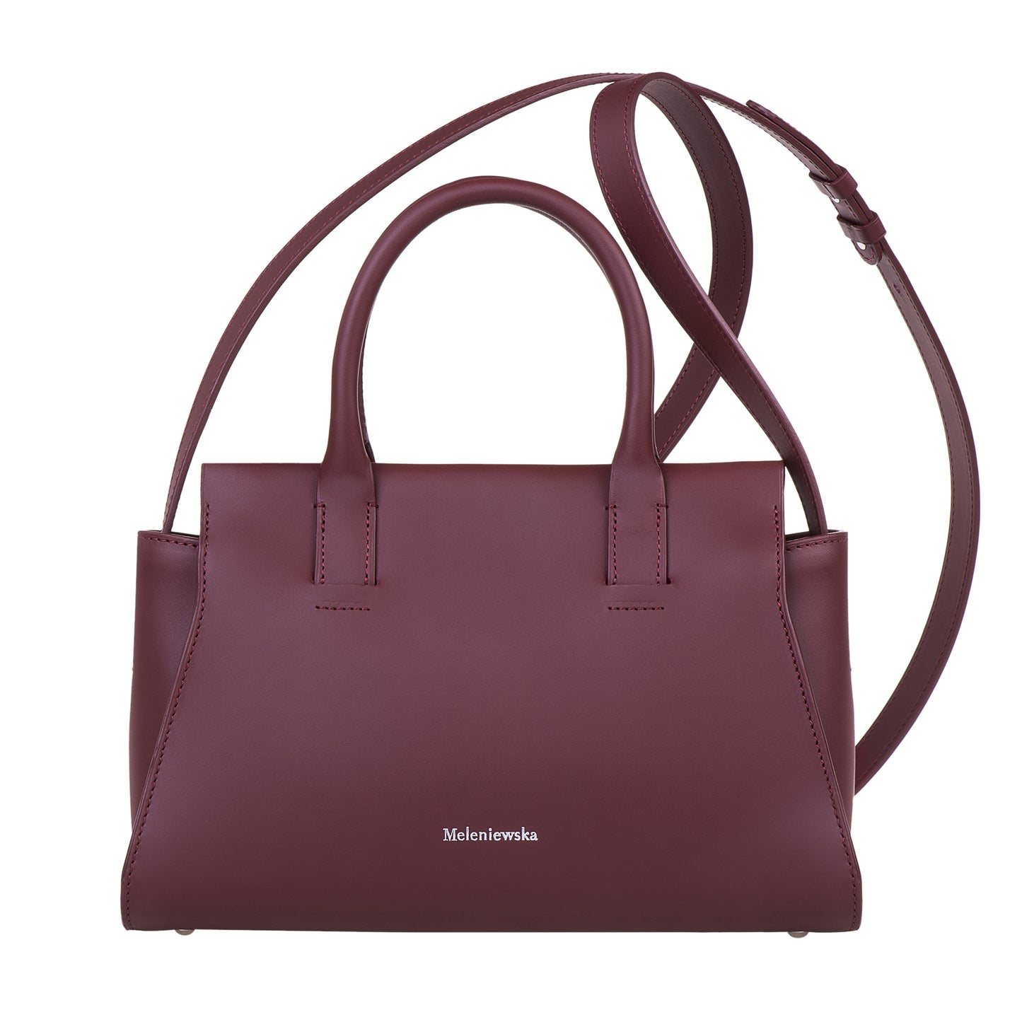 burgundy leather handbag