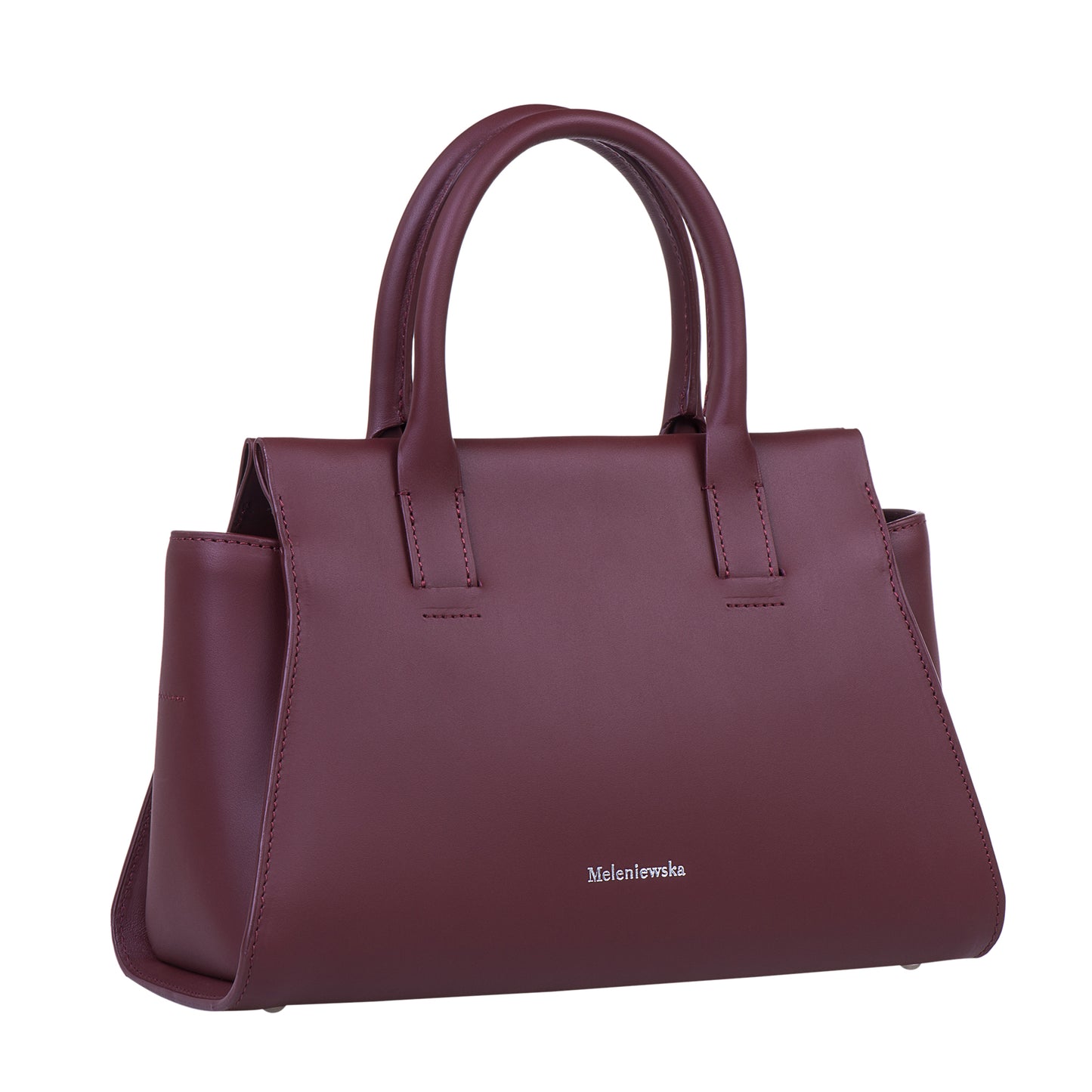 burgundy leather handbag