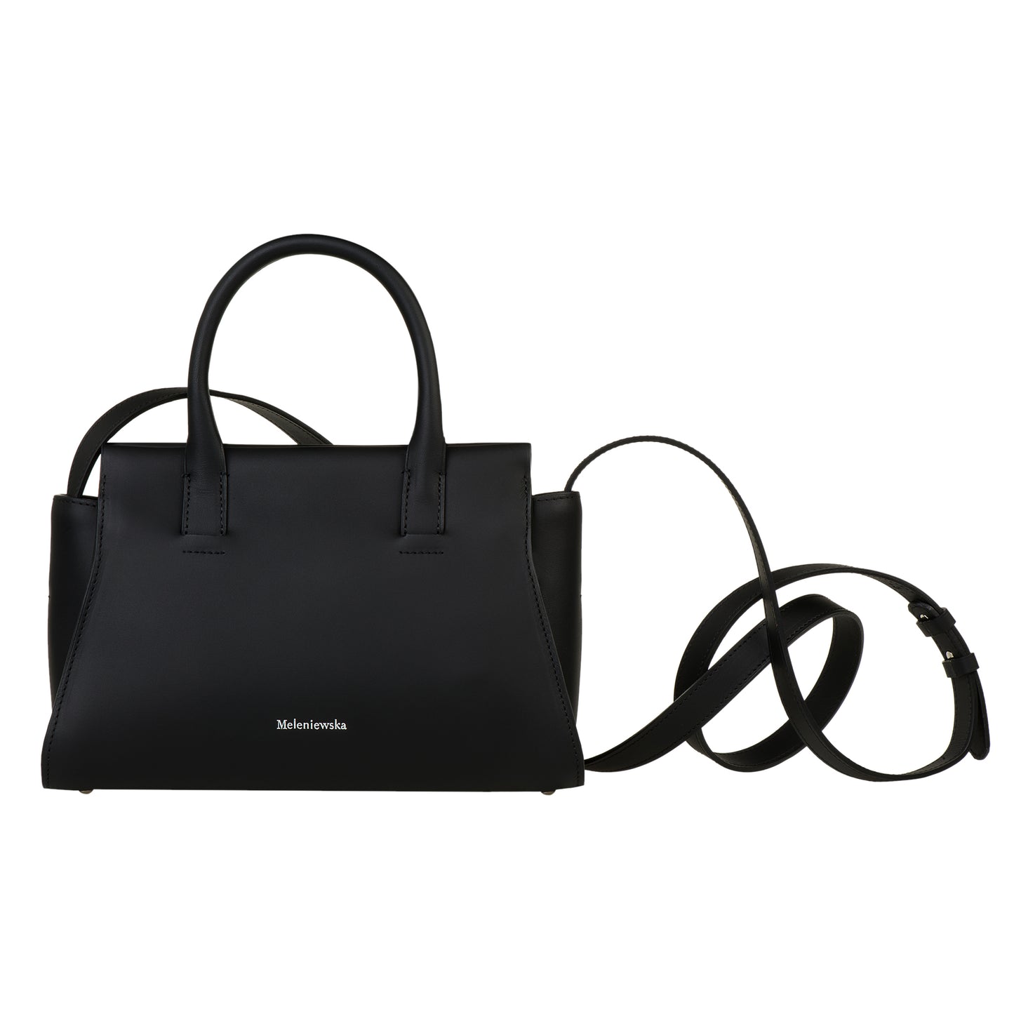 black leather handbag