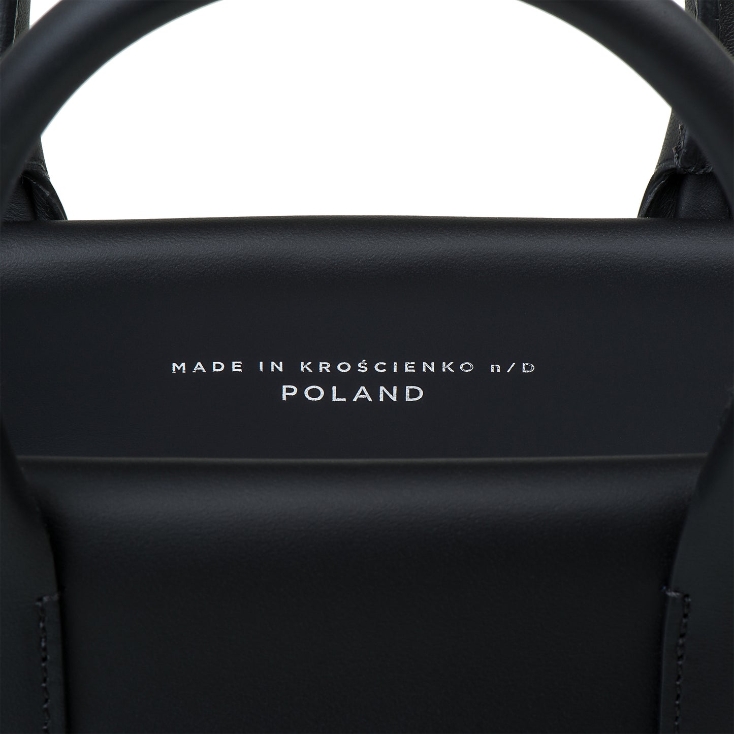 black leather handbag