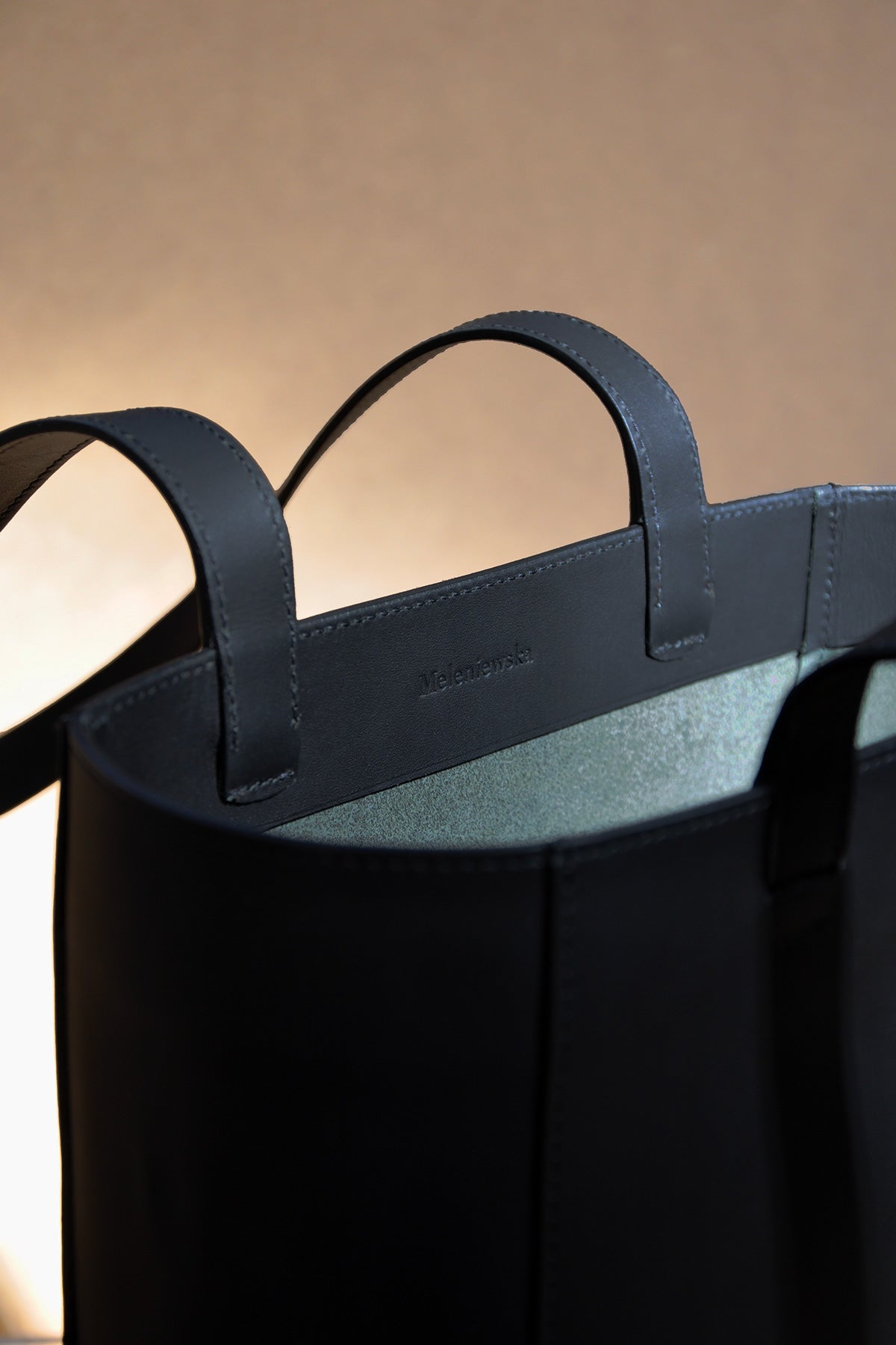 black leather tote bag